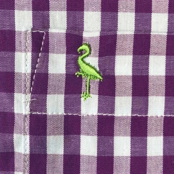 Taylorbyrd Purple Gingham Cotton Long Sleeve Dress Shirt - Picture 4 of 11
